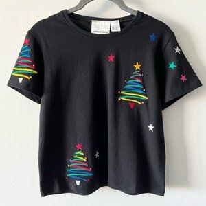 Michael Simon Vintage Christmas Tree Holiday T-shirt Tee Top A5